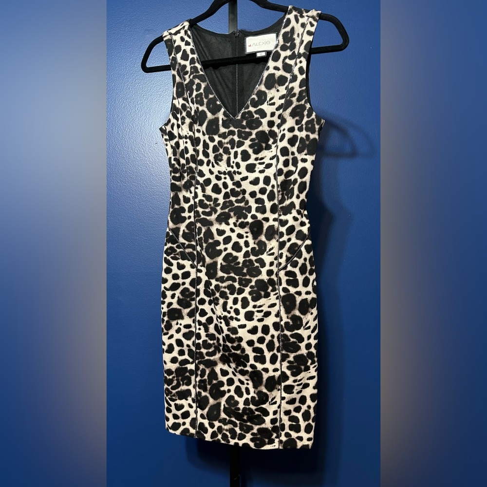 Alexis Black and Cream Animal Print Mini Dress